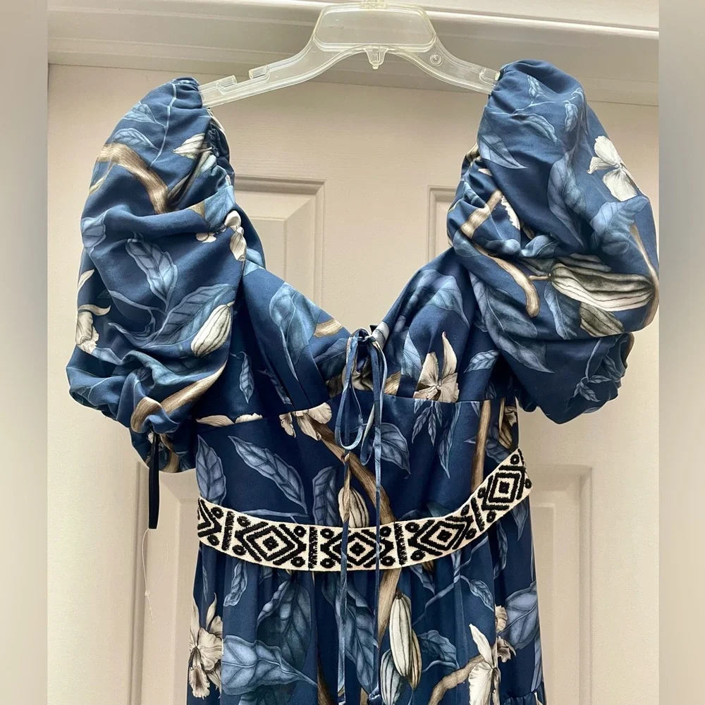 $1350 New Johanna Ortiz Botanical Heritage Long Floral Crepe Dress - Picture 7 of 15